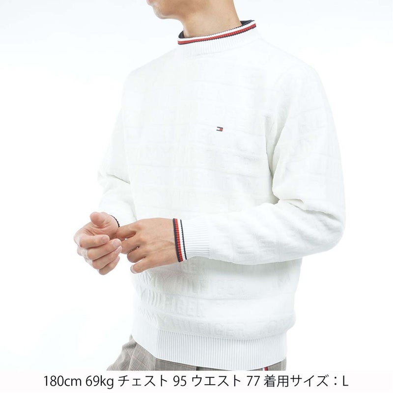 [トミー ヒルフィガー ゴルフ] TOMMY HILFIGER GOLF メンズ ロゴジャガード ハイネックニット THMA679 オフホワイト　詳細1