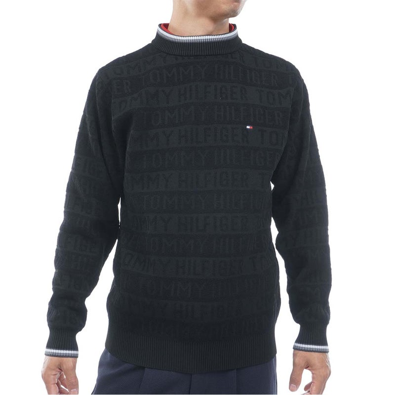 [トミー ヒルフィガー ゴルフ] TOMMY HILFIGER GOLF メンズ ロゴジャガード ハイネックニット THMA679 ブラック　詳細