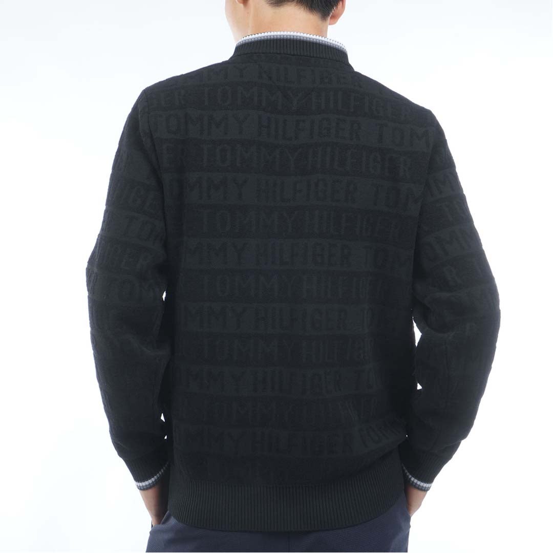 [トミー ヒルフィガー ゴルフ] TOMMY HILFIGER GOLF メンズ ロゴジャガード ハイネックニット THMA679 ブラック　詳細2