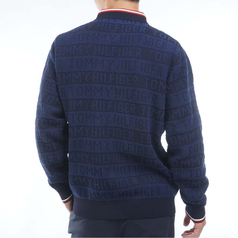 [トミー ヒルフィガー ゴルフ] TOMMY HILFIGER GOLF メンズ ロゴジャガード ハイネックニット THMA679 ネイビー　詳細2