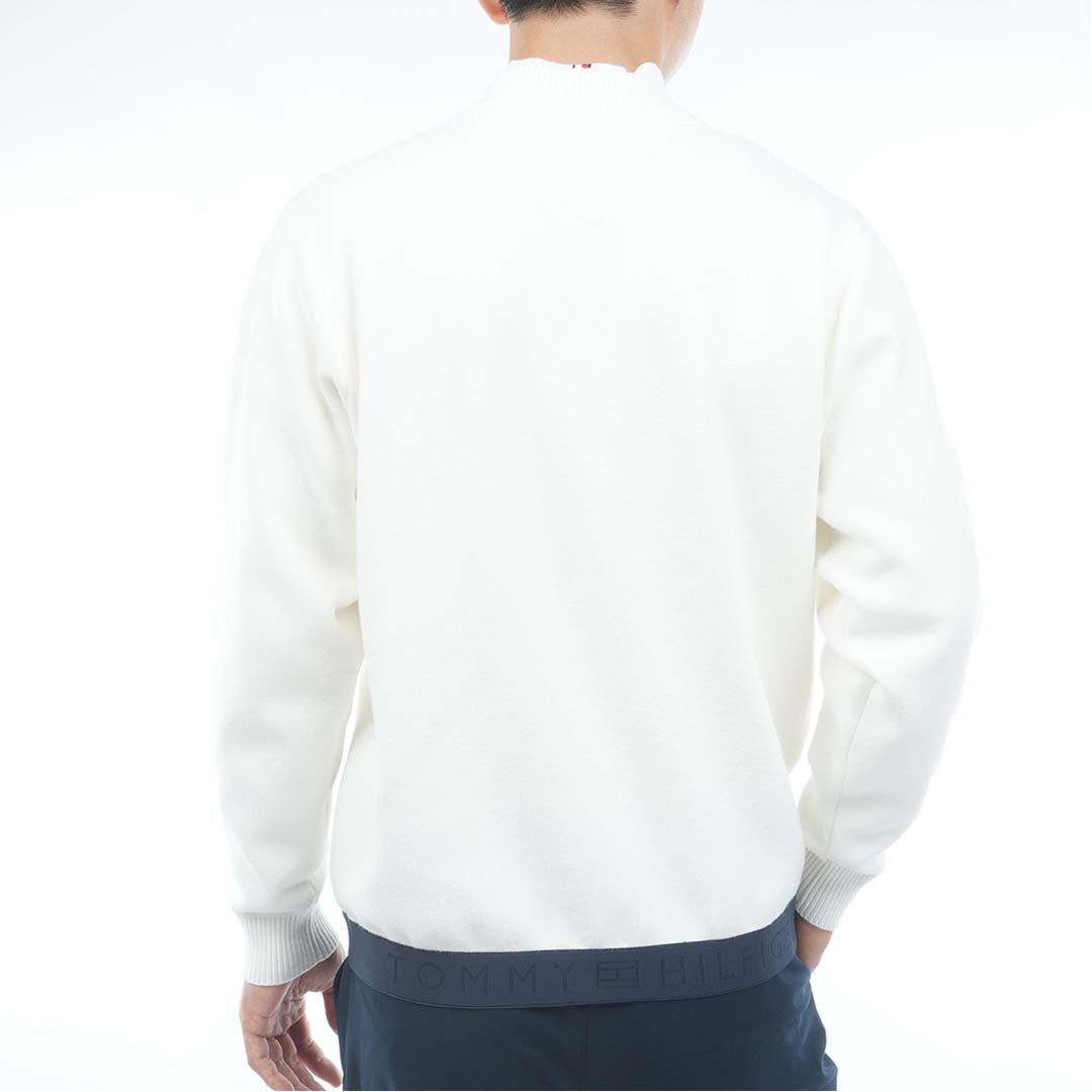 [トミー ヒルフィガー ゴルフ] TOMMY HILFIGER GOLF メンズ ハーフZIP フラッグニット THMA680 オフホワイト　詳細3