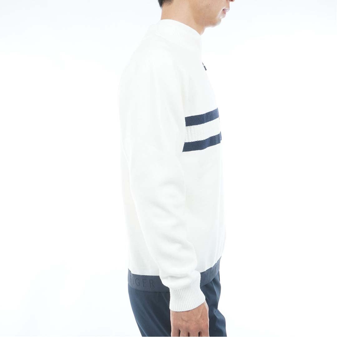 [トミー ヒルフィガー ゴルフ] TOMMY HILFIGER GOLF メンズ ハーフZIP フラッグニット THMA680 オフホワイト　詳細4