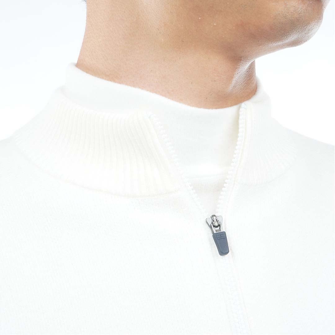 [トミー ヒルフィガー ゴルフ] TOMMY HILFIGER GOLF メンズ ハーフZIP フラッグニット THMA680 オフホワイト　詳細5