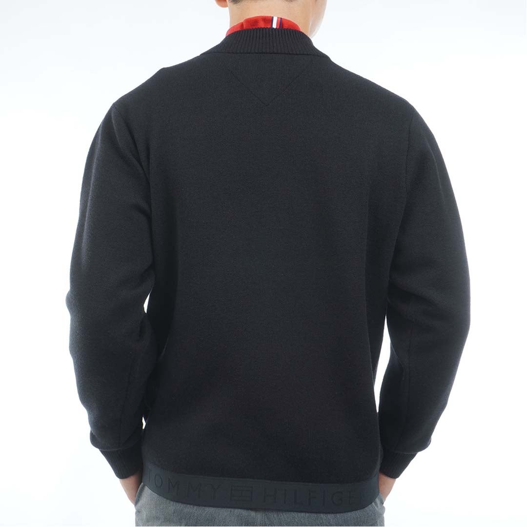 [トミー ヒルフィガー ゴルフ] TOMMY HILFIGER GOLF メンズ ハーフZIP フラッグニット THMA680 ブラック　詳細2