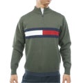 [トミー ヒルフィガー ゴルフ] TOMMY HILFIGER GOLF メンズ ハーフZIP フラッグニット THMA680 オリーブ　詳細