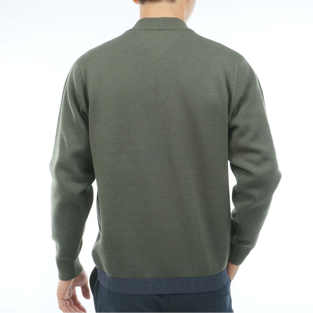 [トミー ヒルフィガー ゴルフ] TOMMY HILFIGER GOLF メンズ ハーフZIP フラッグニット THMA680 オリーブ　詳細2