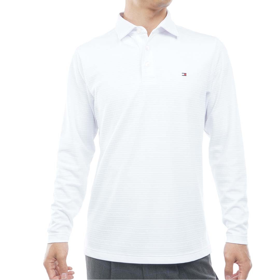 [トミー ヒルフィガー ゴルフ]TOMMY HILFIGER GOLF　メンズ ロゴジャガード 長袖台衿付きシャツ　ホワイト　THMA681　詳細