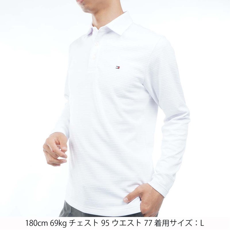 [トミー ヒルフィガー ゴルフ]TOMMY HILFIGER GOLF　メンズ ロゴジャガード 長袖台衿付きシャツ　ホワイト　THMA681　詳細1