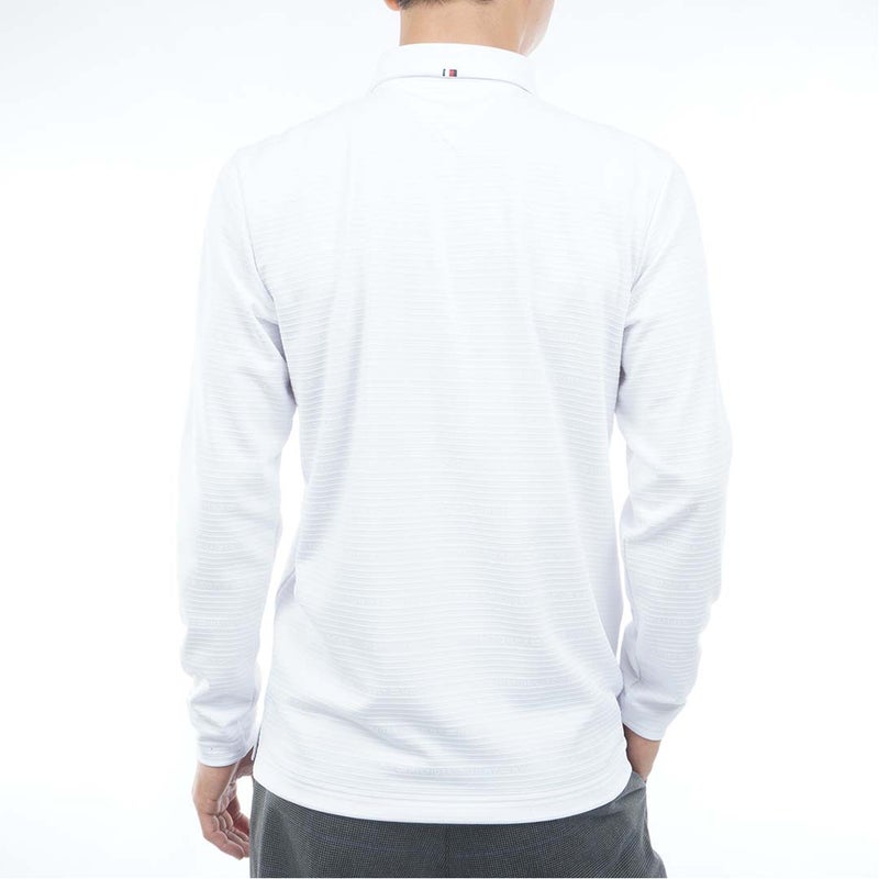 [トミー ヒルフィガー ゴルフ]TOMMY HILFIGER GOLF　メンズ ロゴジャガード 長袖台衿付きシャツ　ホワイト　THMA681　詳細3