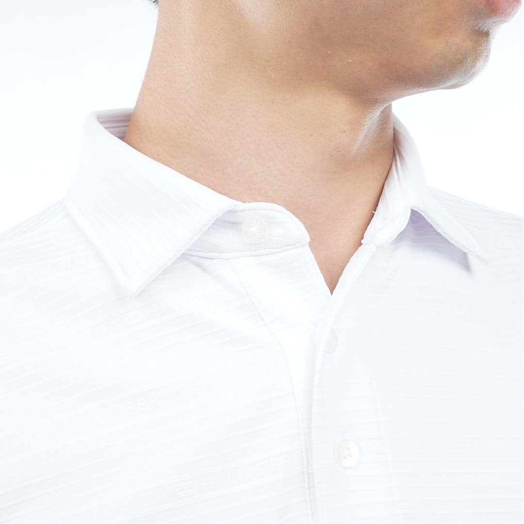 [トミー ヒルフィガー ゴルフ]TOMMY HILFIGER GOLF　メンズ ロゴジャガード 長袖台衿付きシャツ　ホワイト　THMA681　詳細6