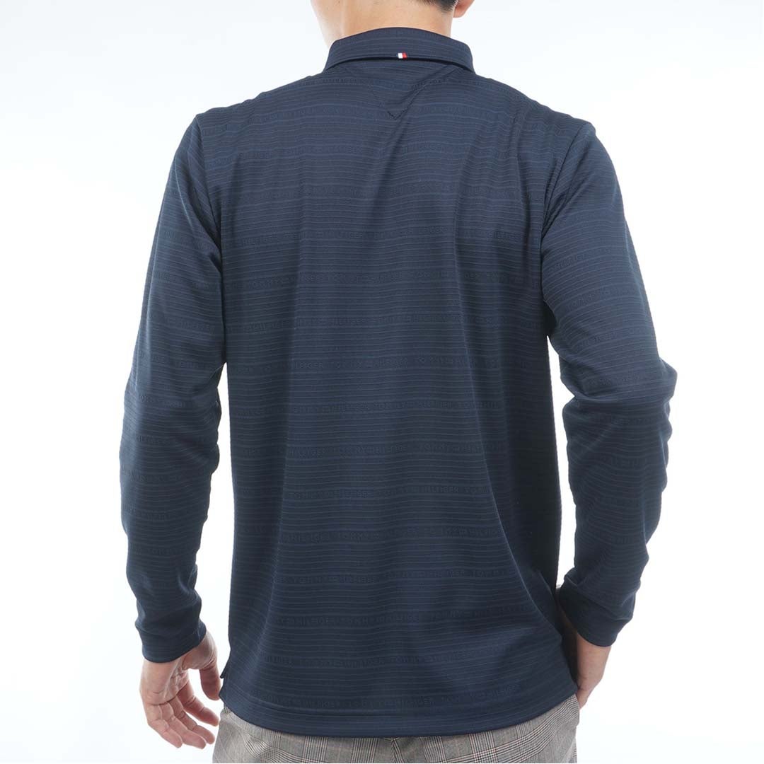 [トミー ヒルフィガー ゴルフ]TOMMY HILFIGER GOLF　メンズ ロゴジャガード 長袖台衿付きシャツ　ネイビー　THMA681　詳細2