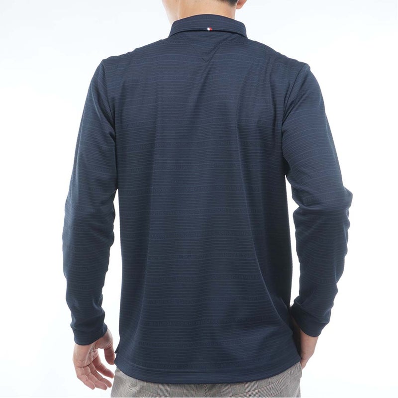 [トミー ヒルフィガー ゴルフ]TOMMY HILFIGER GOLF　メンズ ロゴジャガード 長袖台衿付きシャツ　ネイビー　THMA681　詳細2