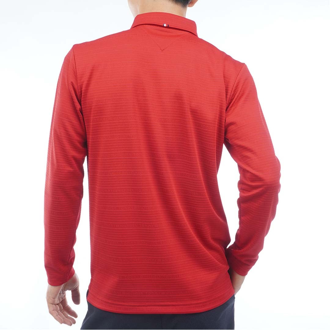 [トミー ヒルフィガー ゴルフ]TOMMY HILFIGER GOLF　メンズ ロゴジャガード 長袖台衿付きシャツ　レッド　THMA681　詳細2