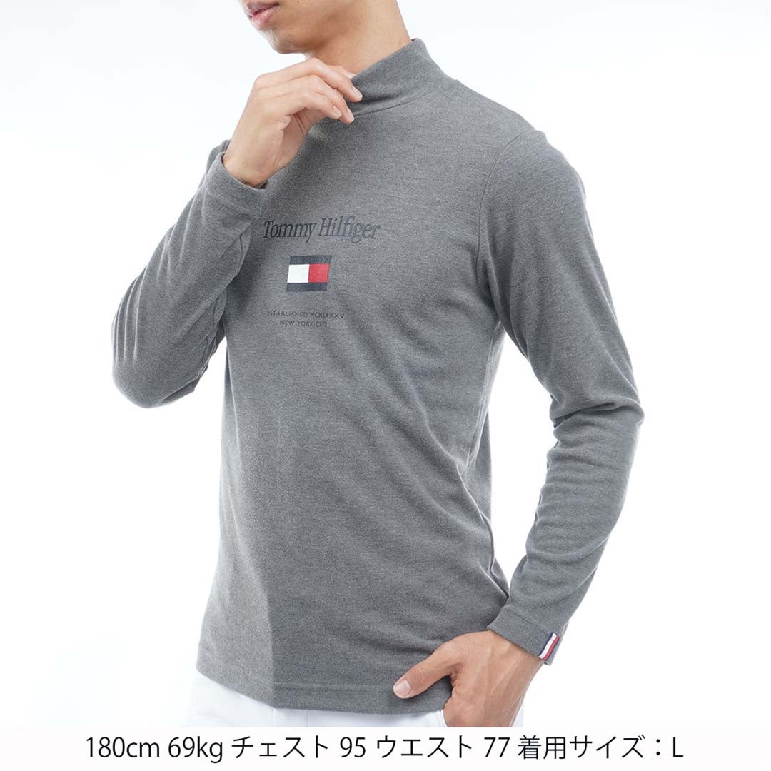 [トミー ヒルフィガー ゴルフ]TOMMY HILFIGER GOLF　メンズ トミーフラッグ 長袖ハイネックシャツ　グレー　THMA682　詳細1
