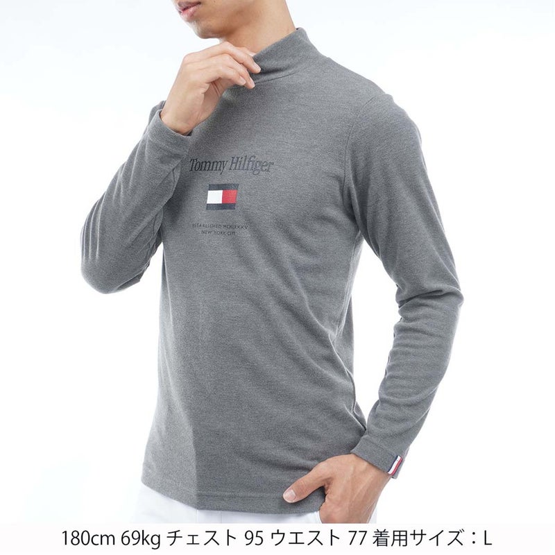 [トミー ヒルフィガー ゴルフ]TOMMY HILFIGER GOLF　メンズ トミーフラッグ 長袖ハイネックシャツ　グレー　THMA682　詳細1