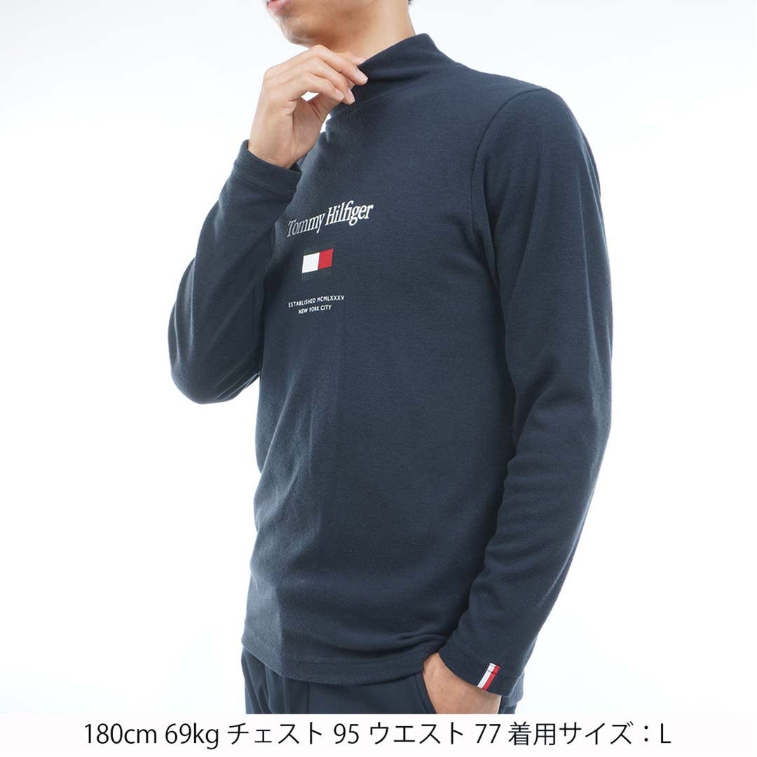 [トミー ヒルフィガー ゴルフ]TOMMY HILFIGER GOLF　メンズ トミーフラッグ 長袖ハイネックシャツ　ネイビー　THMA682　詳細1