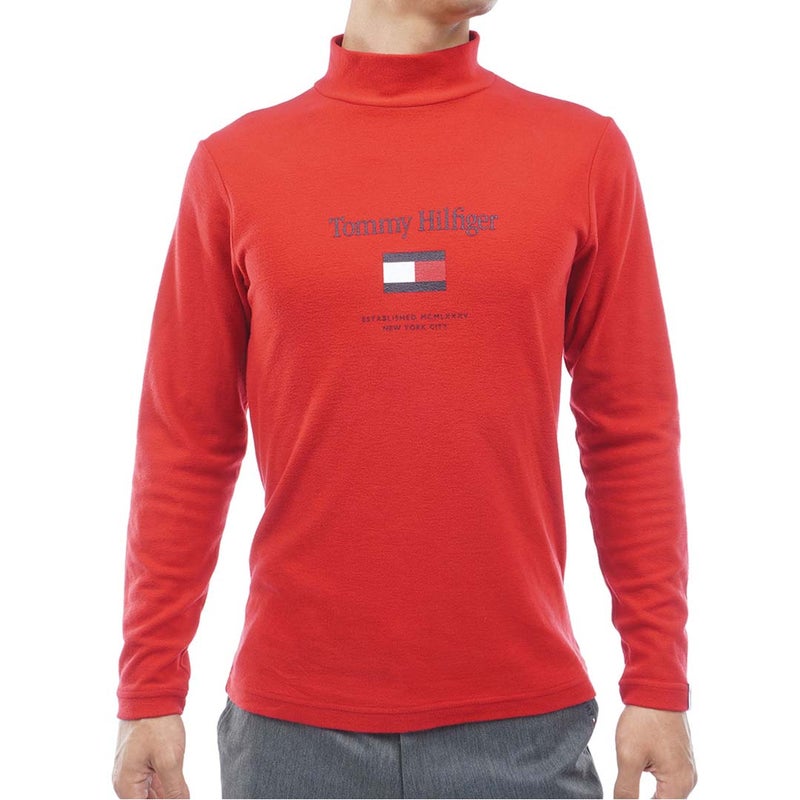 [トミー ヒルフィガー ゴルフ]TOMMY HILFIGER GOLF　メンズ トミーフラッグ 長袖ハイネックシャツ　レッド　THMA682　詳細