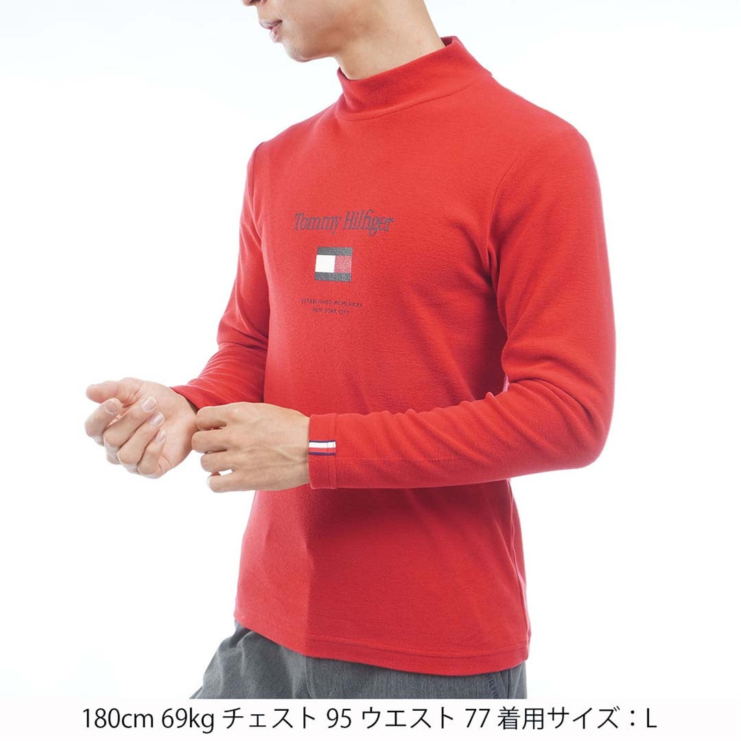 [トミー ヒルフィガー ゴルフ]TOMMY HILFIGER GOLF　メンズ トミーフラッグ 長袖ハイネックシャツ　レッド　THMA682　詳細1