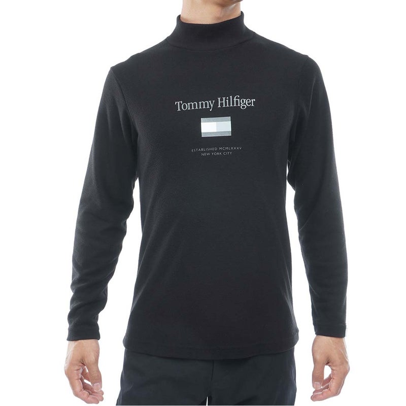 [トミー ヒルフィガー ゴルフ]TOMMY HILFIGER GOLF　メンズ トミーフラッグ 長袖ハイネックシャツ　ブラック　THMA682　詳細