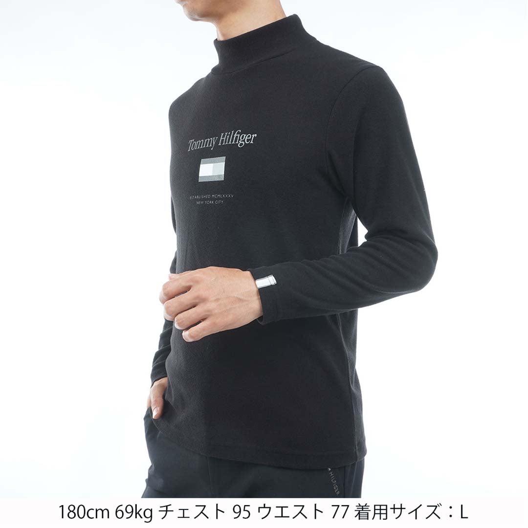 [トミー ヒルフィガー ゴルフ]TOMMY HILFIGER GOLF　メンズ トミーフラッグ 長袖ハイネックシャツ　ブラック　THMA682　詳細1