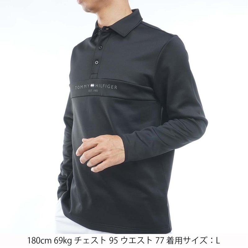 [トミー ヒルフィガー ゴルフ]TOMMY HILFIGER GOLF　メンズ スムース裏起毛 長袖台衿付きシャツ　ブラック　THMA683　詳細1