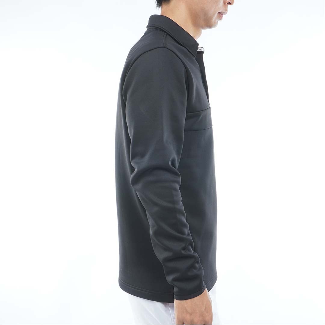 [トミー ヒルフィガー ゴルフ]TOMMY HILFIGER GOLF　メンズ スムース裏起毛 長袖台衿付きシャツ　ブラック　THMA683　詳細4