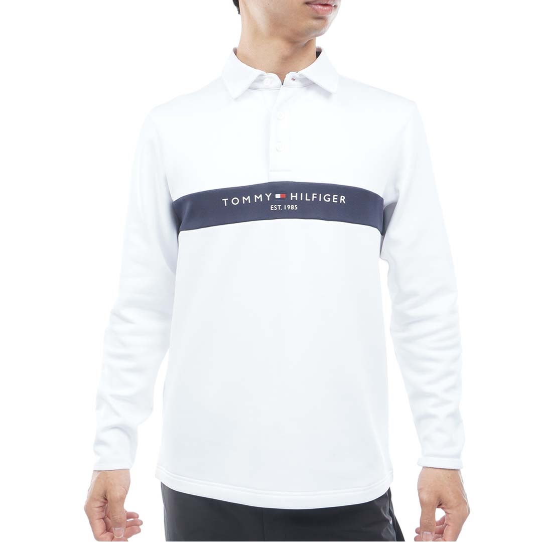 [トミー ヒルフィガー ゴルフ]TOMMY HILFIGER GOLF　メンズ スムース裏起毛 長袖台衿付きシャツ　ホワイト　THMA683　詳細
