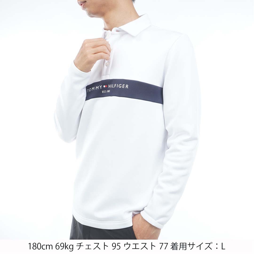 [トミー ヒルフィガー ゴルフ]TOMMY HILFIGER GOLF　メンズ スムース裏起毛 長袖台衿付きシャツ　ホワイト　THMA683　詳細1