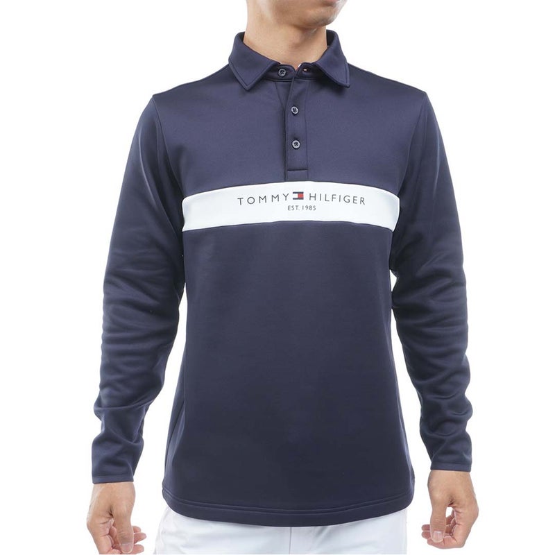 [トミー ヒルフィガー ゴルフ]TOMMY HILFIGER GOLF　メンズ スムース裏起毛 長袖台衿付きシャツ　ネイビー　THMA683　詳細