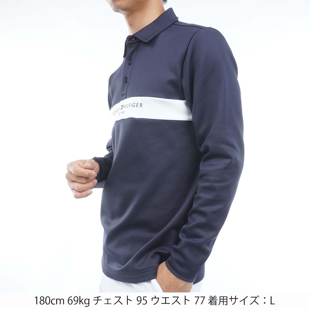 [トミー ヒルフィガー ゴルフ]TOMMY HILFIGER GOLF　メンズ スムース裏起毛 長袖台衿付きシャツ　ネイビー　THMA683　詳細1