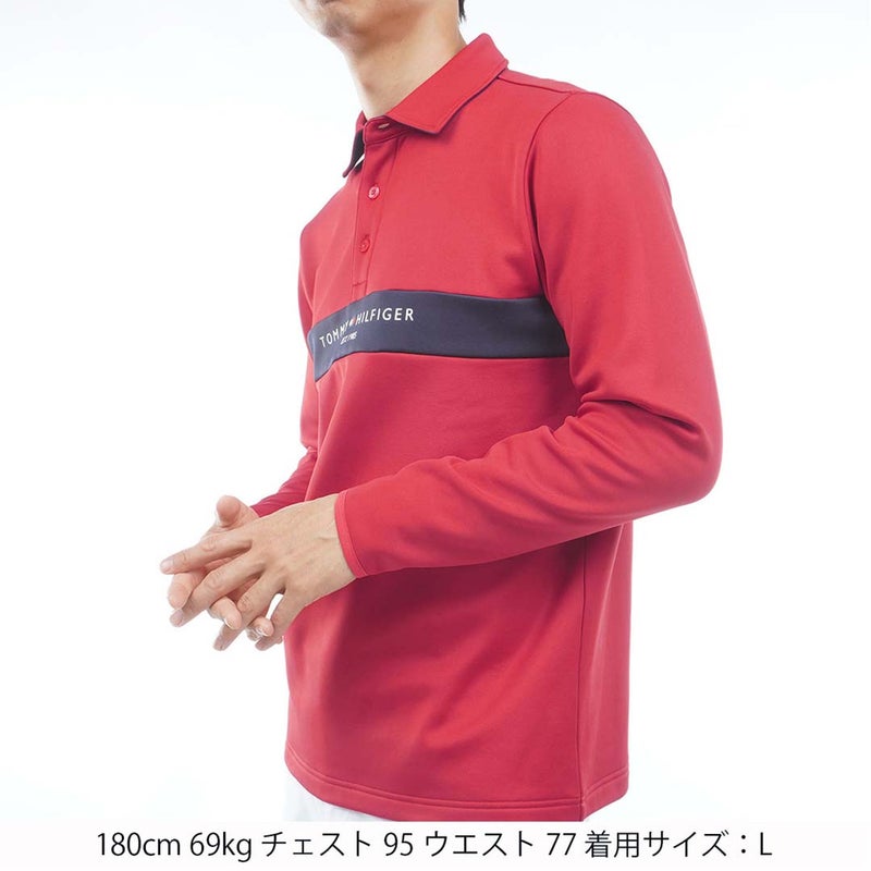 [トミー ヒルフィガー ゴルフ]TOMMY HILFIGER GOLF　メンズ スムース裏起毛 長袖台衿付きシャツ　レッド　THMA683　詳細1