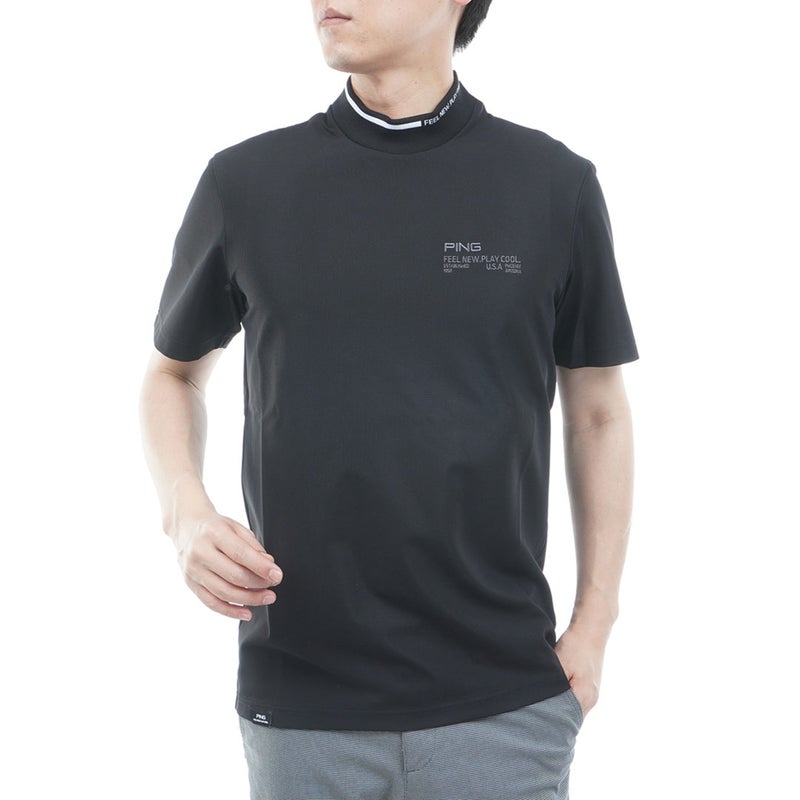 ピン アパレル PING APPAREL メンズ 【PING APPAREL】ﾛｺﾞｼﾞｬｶｰﾄﾞ襟ﾊｲﾈｯｸｼｬﾂ(MENS) PIMA65Q ブラック 詳細1