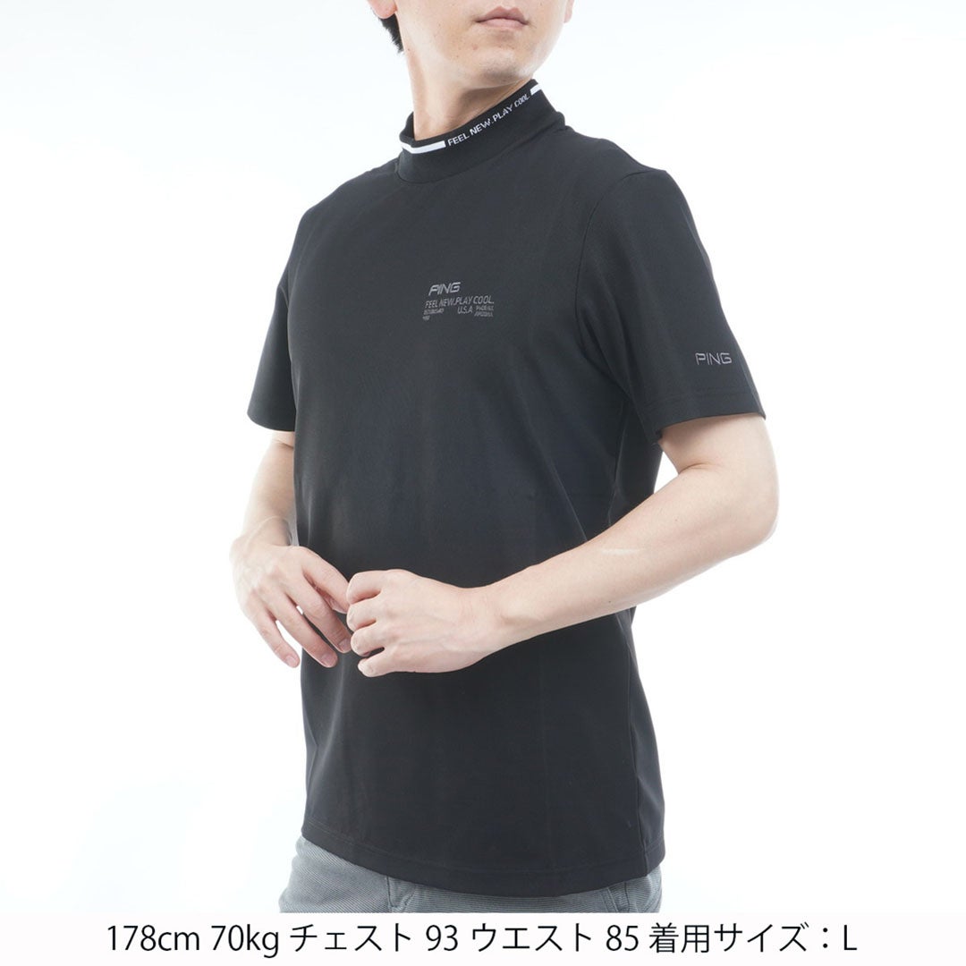 ピン アパレル PING APPAREL メンズ 【PING APPAREL】ﾛｺﾞｼﾞｬｶｰﾄﾞ襟ﾊｲﾈｯｸｼｬﾂ(MENS) PIMA65Q ブラック 詳細2