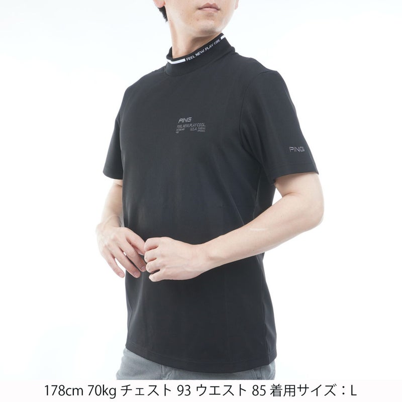 ピン アパレル PING APPAREL メンズ 【PING APPAREL】ﾛｺﾞｼﾞｬｶｰﾄﾞ襟ﾊｲﾈｯｸｼｬﾂ(MENS) PIMA65Q ブラック 詳細2
