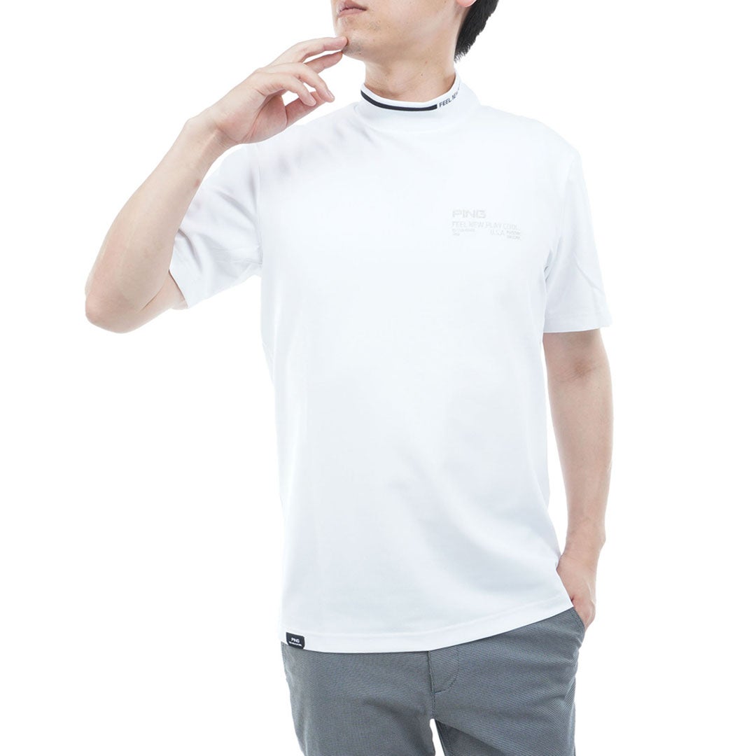 ピン アパレル PING APPAREL メンズ 【PING APPAREL】ﾛｺﾞｼﾞｬｶｰﾄﾞ襟ﾊｲﾈｯｸｼｬﾂ(MENS) PIMA65Q ホワイト 詳細13