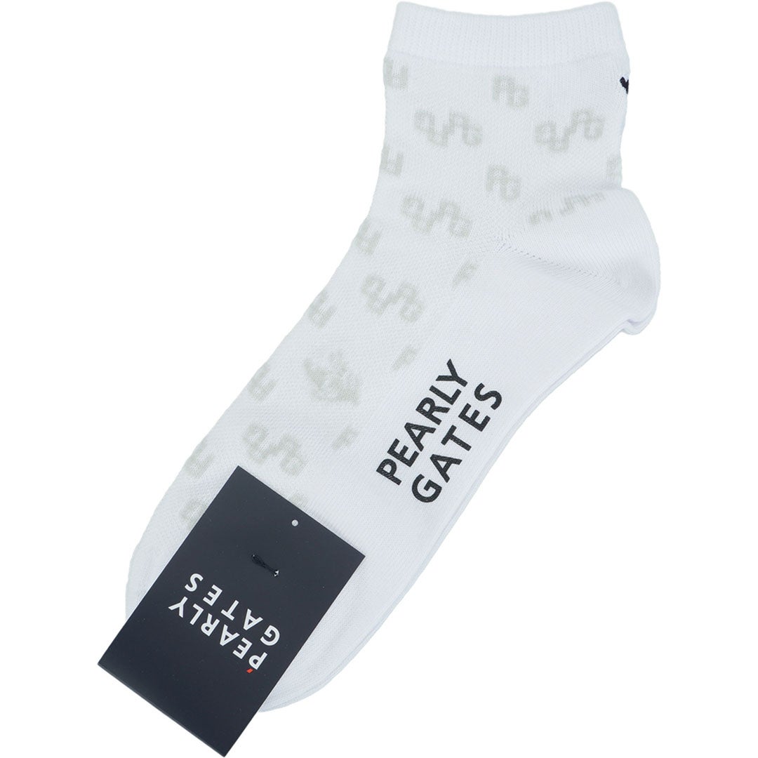 [パーリーゲイツ] PEARLY GATES メンズ マイクロトビウサPG柄ショートSOX PAMG69DF ホワイト　詳細