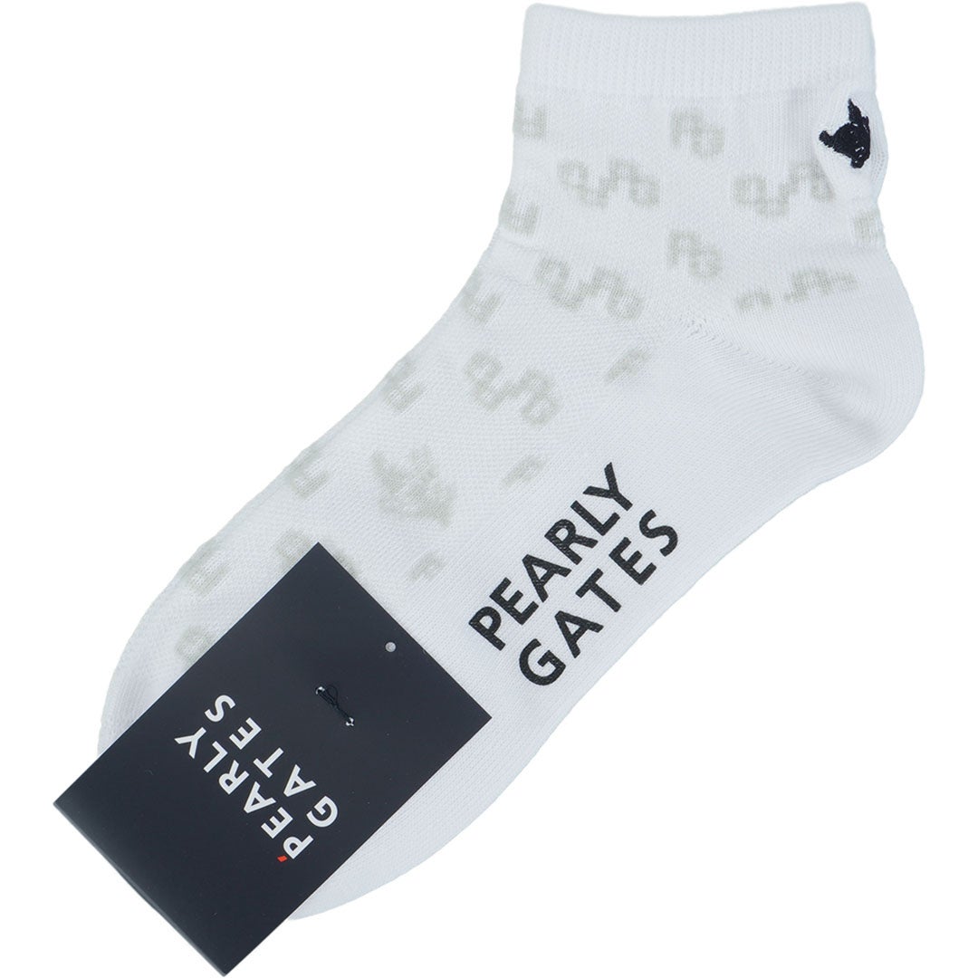 [パーリーゲイツ] PEARLY GATES レディース マイクロトビウサPG柄ショートSOX PAMG69EF ホワイト　詳細