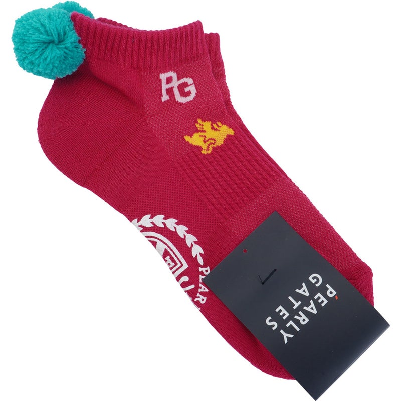 [パーリーゲイツ] PEARLY GATES レディース ウサギ総柄梵天付キアンクルSOX PAMG69GF ピンク　詳細