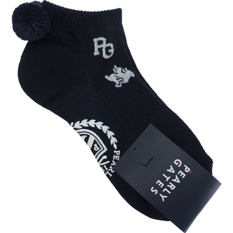 [パーリーゲイツ] PEARLY GATES レディース ウサギ総柄梵天付キアンクルSOX PAMG69GF ネイビー　詳細