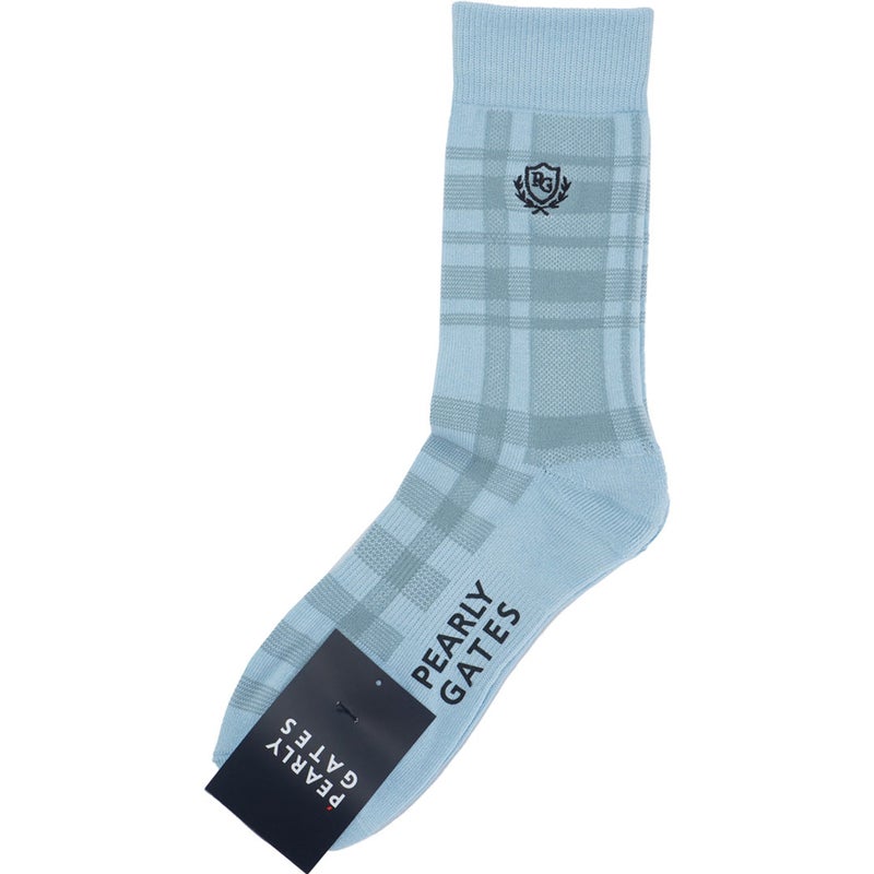 [パーリーゲイツ] PEARLY GATES メンズ チェック柄ミディアムSOX PAMG69MF ブルー　詳細