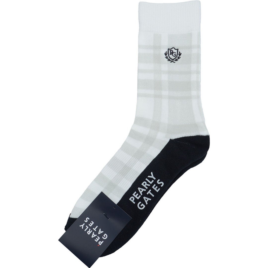 [パーリーゲイツ] PEARLY GATES メンズ チェック柄ミディアムSOX PAMG69MF オフホワイト　詳細